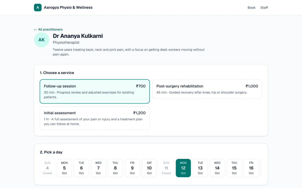 Appointment Booking Portal — Web App case study