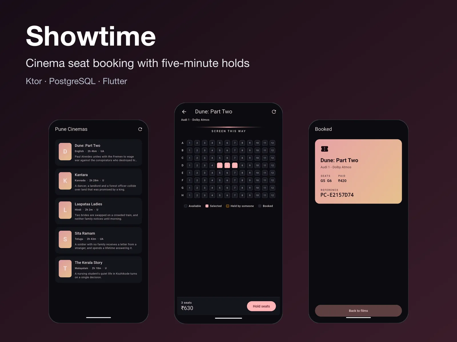 Showtime — Cinema Seat Booking — Mobile App case study